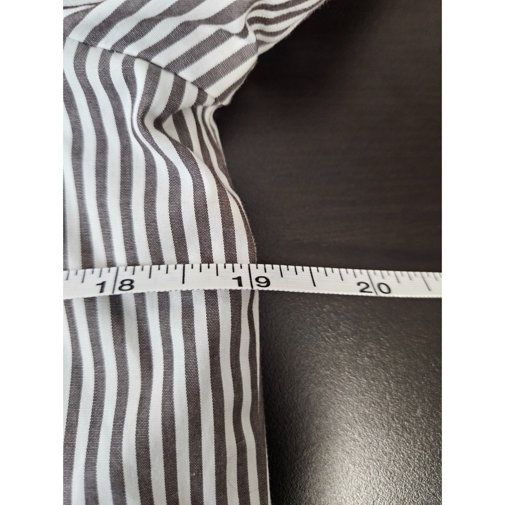 J McLaughlin Brown White Stripe Shirt Dress Tunic Button Front M Preppy Coastal - Picture 3 of 6